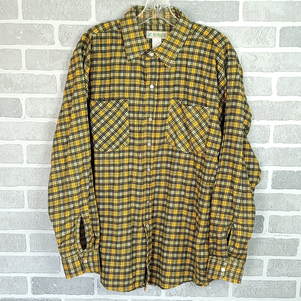 Haband Vintage 80's Pearl Snap Long Sleeve Shirt Made in Switzerland Men's L